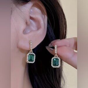 Elegant Green & Gold Drop Earrings